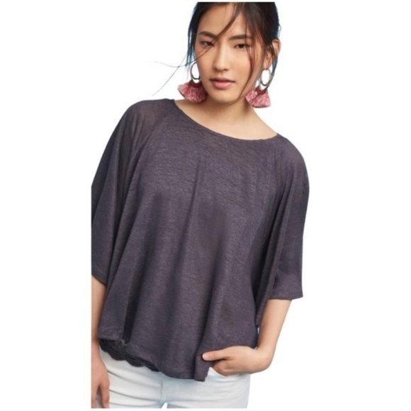 Anthropologie Akemi + Kin Linen Lace Cape Top - Picture 1 of 8